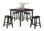 Square & Saddle Style 5 PC Counter Height Set in Black Finish