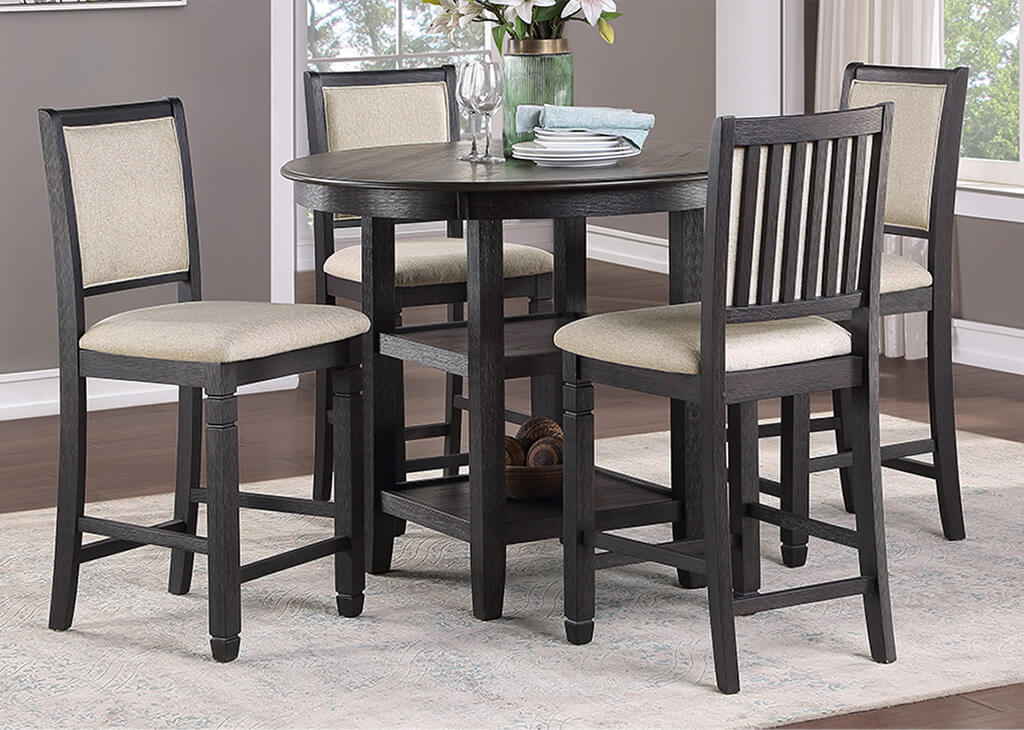Transitional Black & Beige 5 PC Counter Height Set