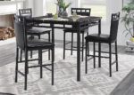 Transitional Black Faux Marble 5 PC Counter Height Set