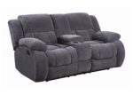 Transitional Pillow Top Recliner Loveseat in Charcoal