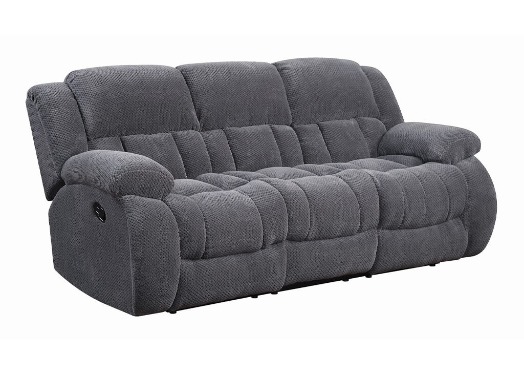 Transitional Pillow Top Recliner Sofa in Charcoal