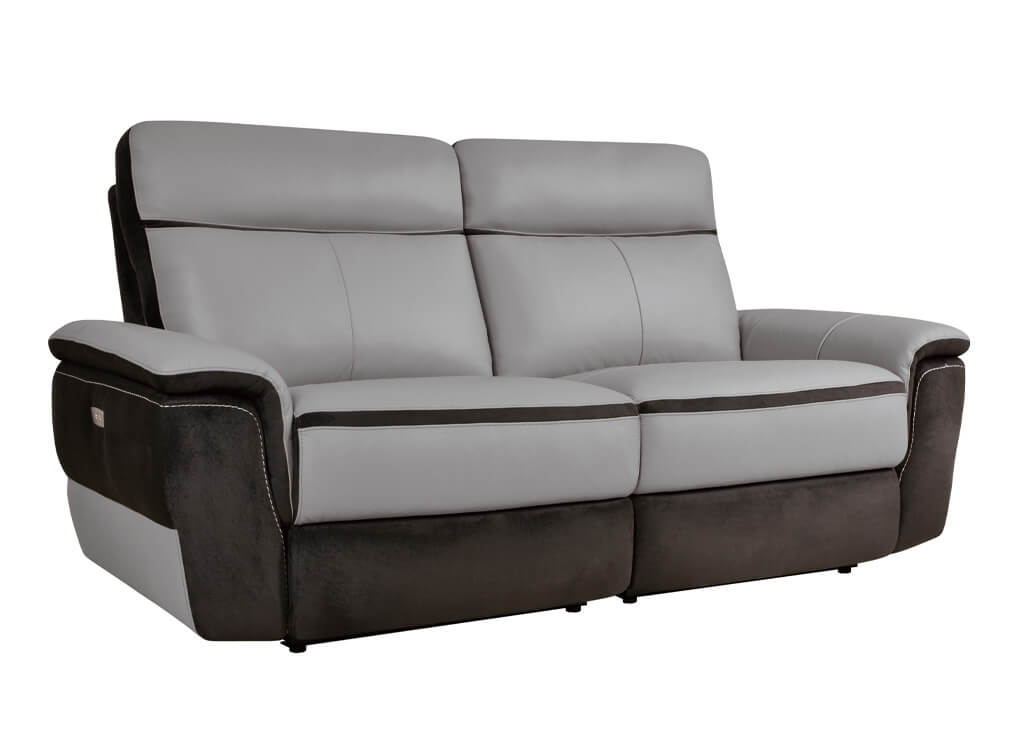 Two-Tone Top Grain Leather Recliner Loveseat