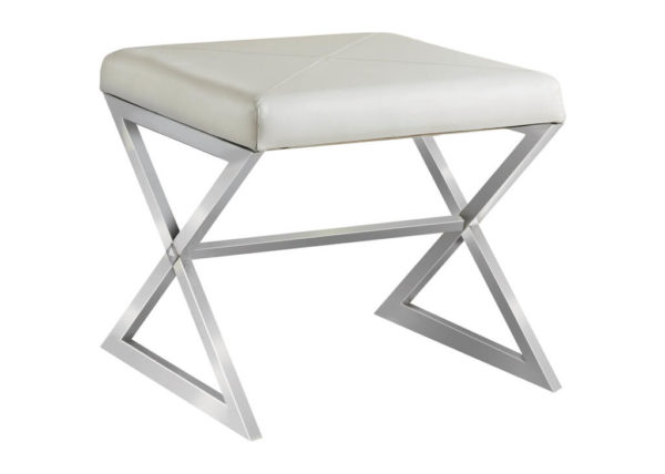 X-Cross White & Chrome Ottoman