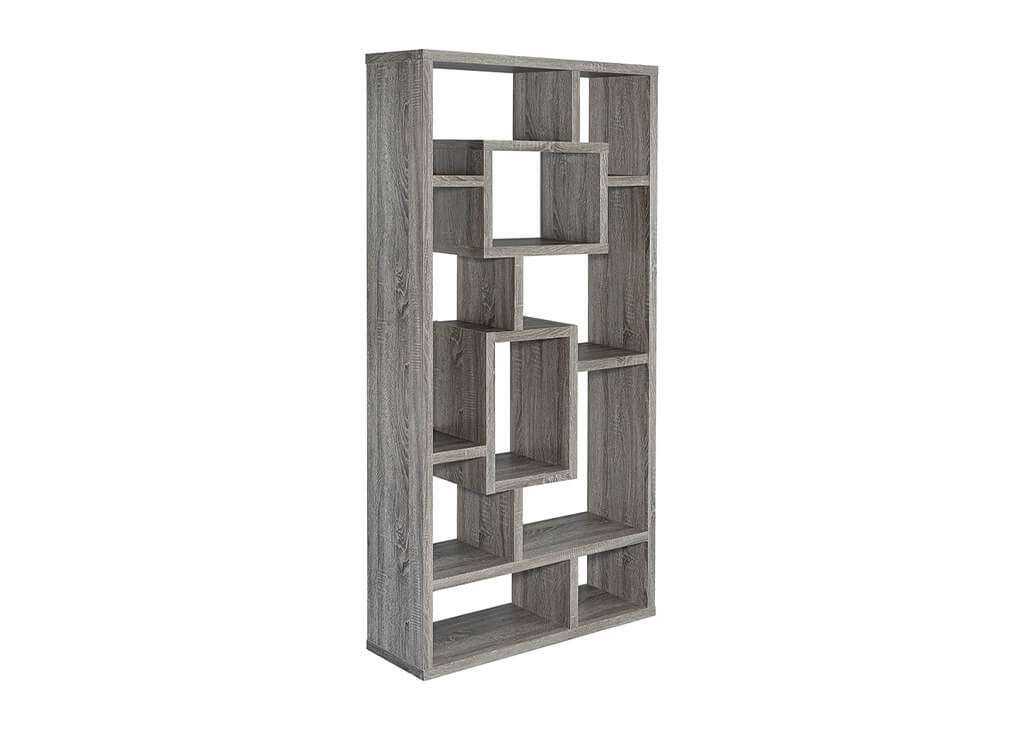 Geometric Weathered Gray Bookcase
