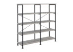 Horizontal Gray Driftwood & Black Finish Bookcase