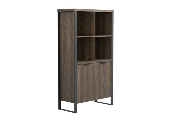 Aged Walnut & Metal Bookcase