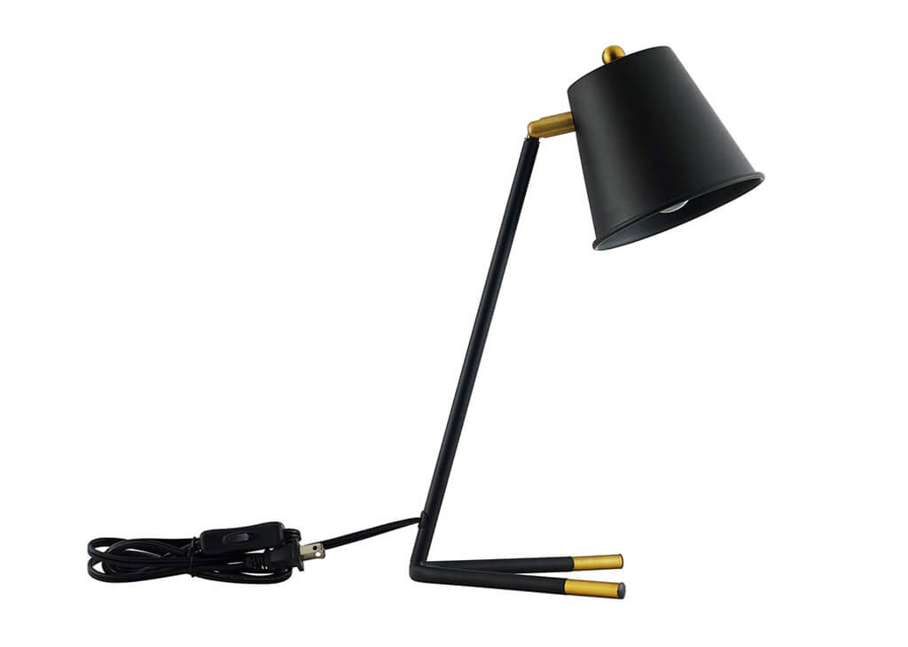 Matte Black & Antique Brass Base Table Lamp