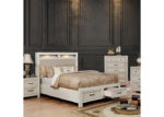 Queen Weathered Upholstered Bed Frame in Antique White