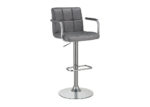 Adjustable Leatherette & Chrome Bar Stool in Gray