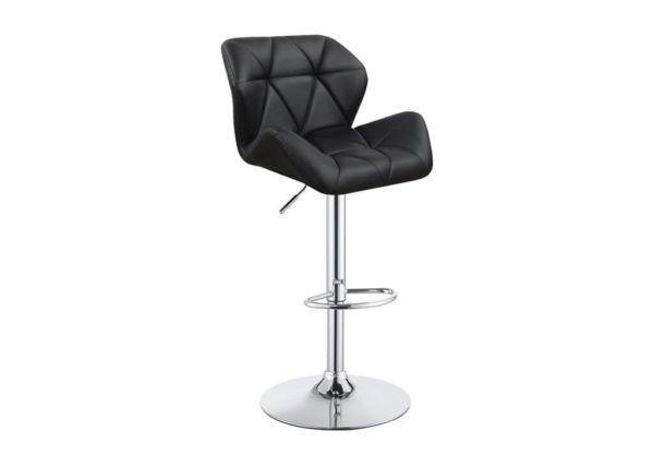 Adjustable Quilted Leatherette Bar Stool in Black