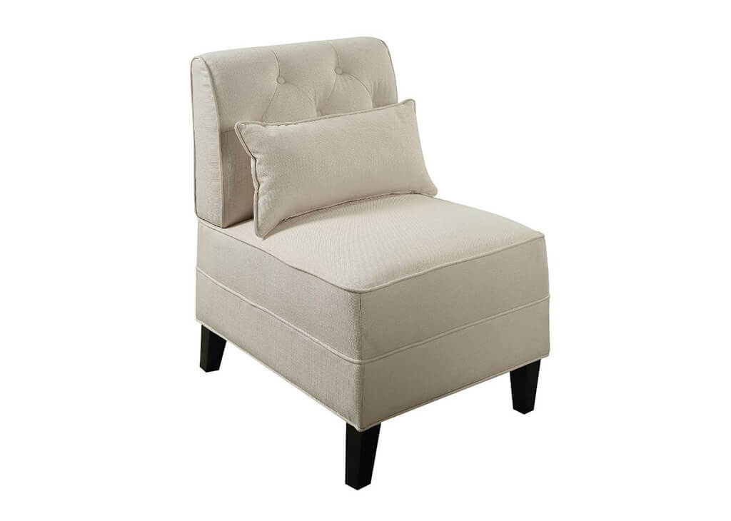 Armless Button Tufted Slipper Accent Chair in Cream