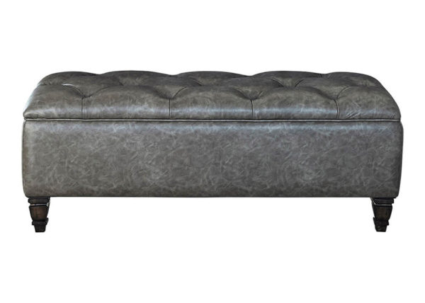 Button Tufted Weathered Storage Bench