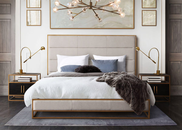 Contemporary Upholstered & Metal Bedframe