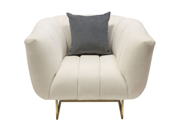 Cream & Gold Channel Tufted Accent Chair - Clearance