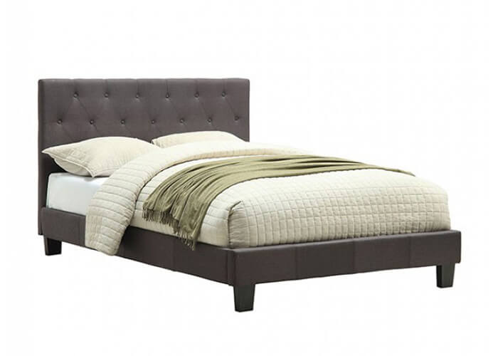 Gray Button Tufted Platform Bed
