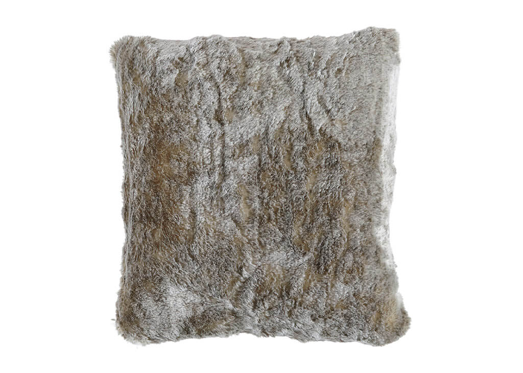 Gray Faux Fur Accent Pillow