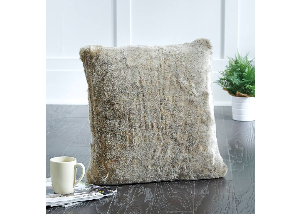 Gray Faux Fur Accent Pillow