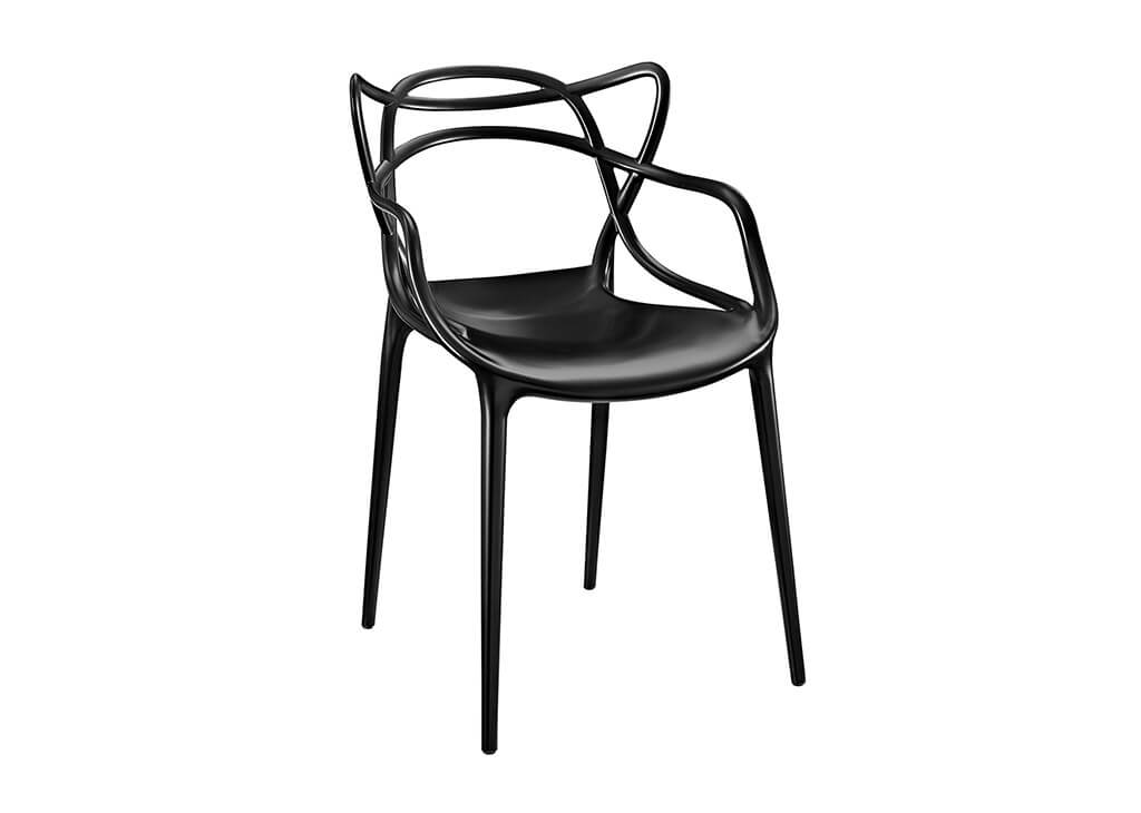 Molded Plastic Dining Chair Set in Black