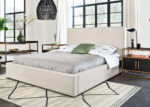Neutral Contemporary Upholstered Bed in Beige