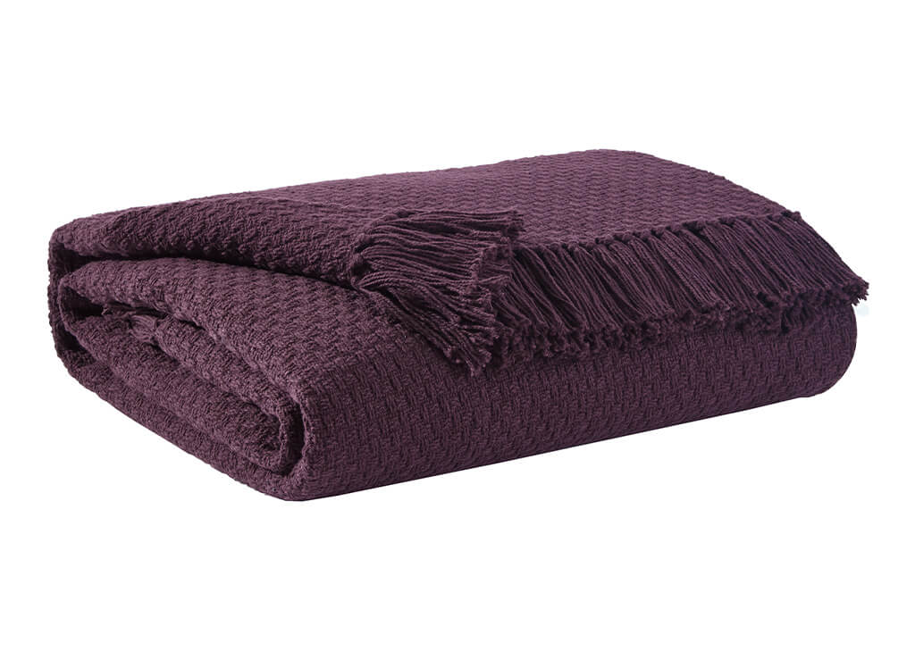 Waffle Weave Cotton Throw in Purple