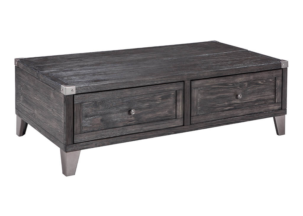 Weathered Wood Lift-Top Coffee Table in Dark Gray