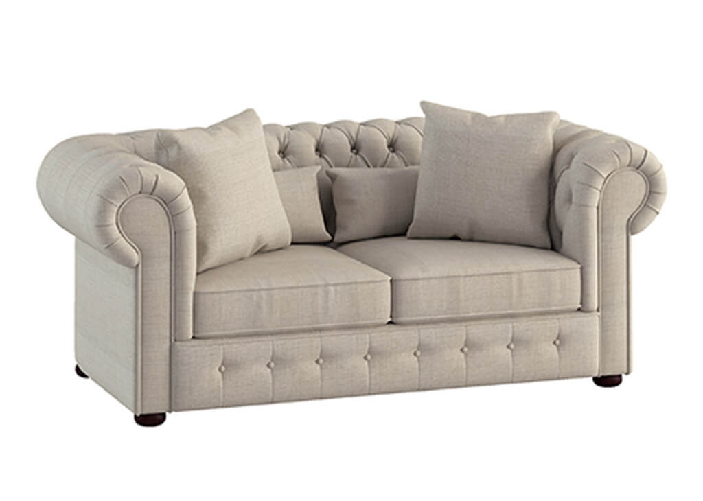 Beige Chesterfield Style Loveseat