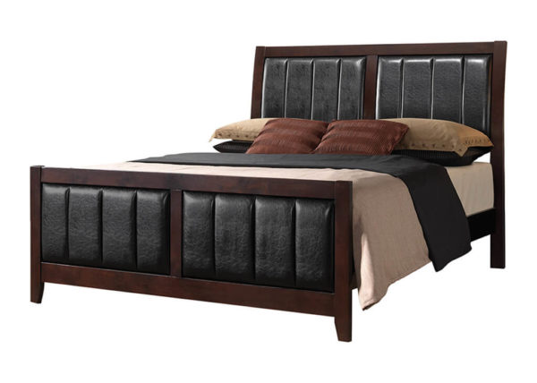 Black & Cappuccino Tufted Leatherette Queen Bed Frame