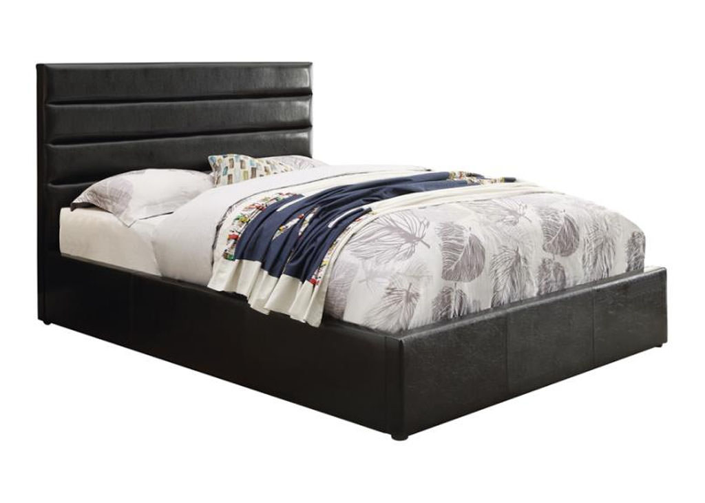 Black Leatherette Storage Bed Frame