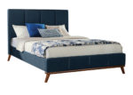 Blue Tufted Mid-Century Queen Bed Frame