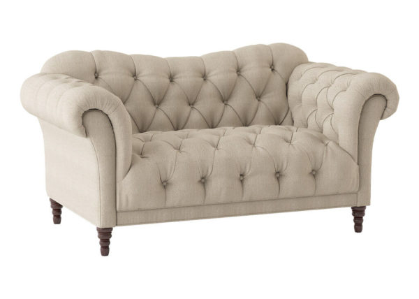 Curved Brown Chesterfield Style Loveseat