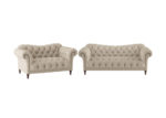 Curved Brown Chesterfield Style Sofa & Loveseat Set