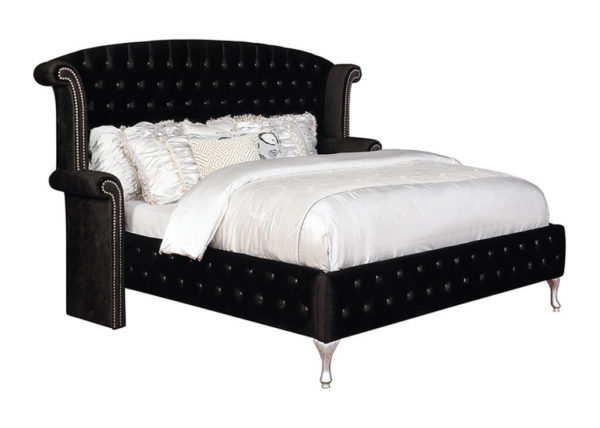 Glam Velvet Button Tufted Queen Bed Frame