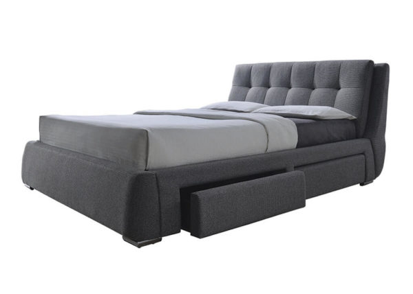 Gray Queen Tufted Storage Bed Frame