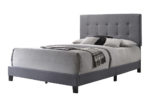 Gray Upholstered Tufted Bed