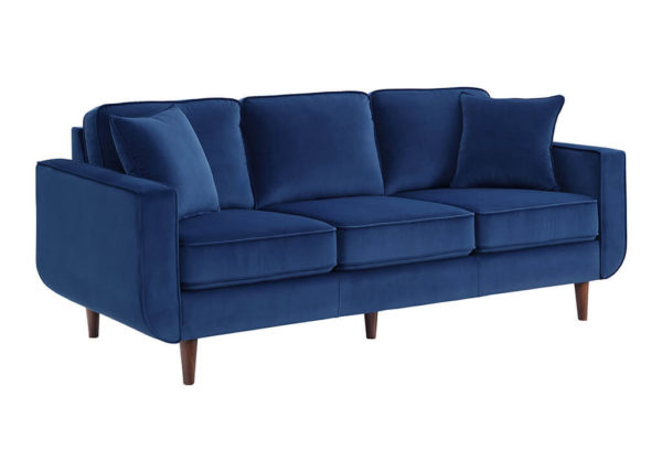 Mid-Century Inspired Velvet Sofa in Navy