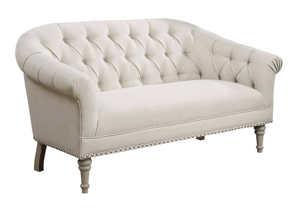 Natural Button Tufted Settee