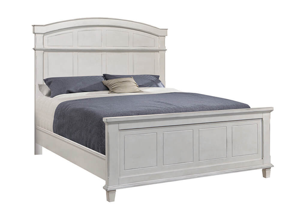 Queen Antique White Panel Bed Frame
