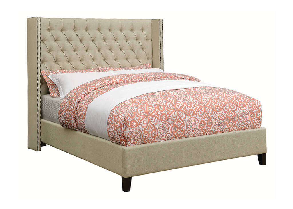 Queen Demi-Wing Button Tufted Bed Frame