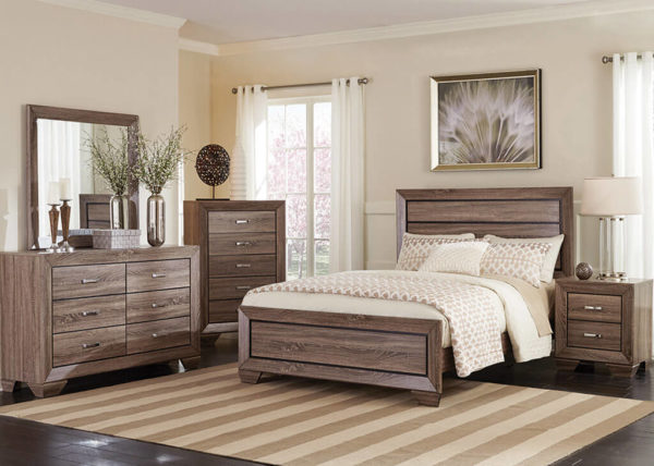 Rustic Weathered Taupe Queen Bed Frame