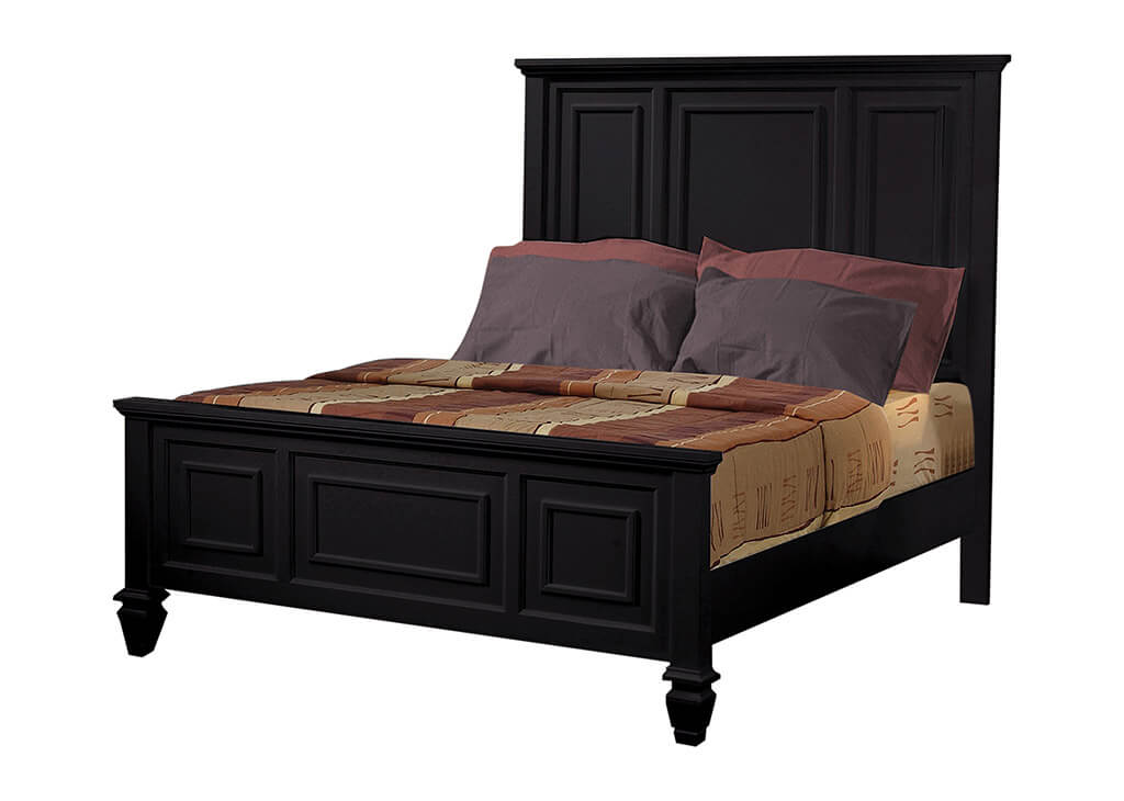 Transitional Wood Queen Bed Frame in Black