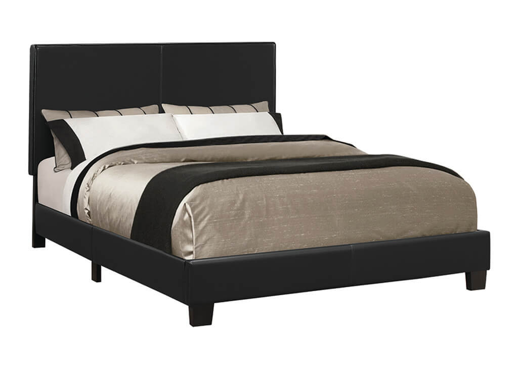 upholstered-queen-leatherette-bed-frame in Black