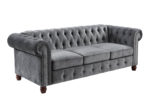 Velvet Chesterfield Style Sofa in Dark Gray