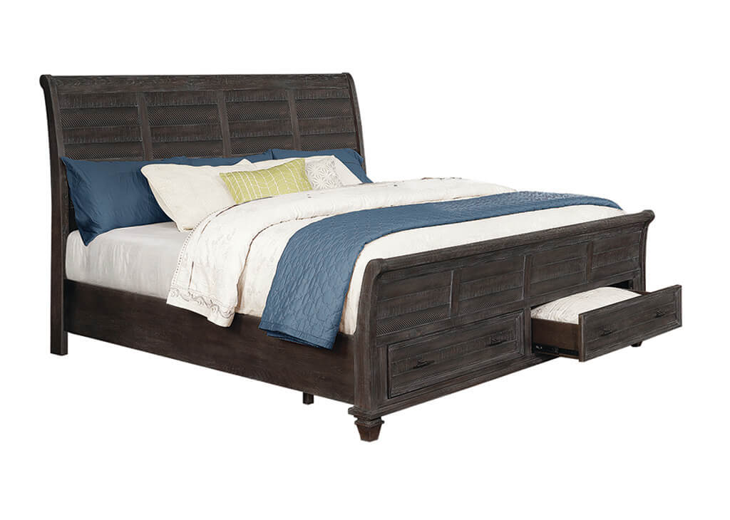 Weathered 2-Drawer Queen Bed Frame
