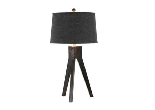 Wood Tripod Table Lamp in Black