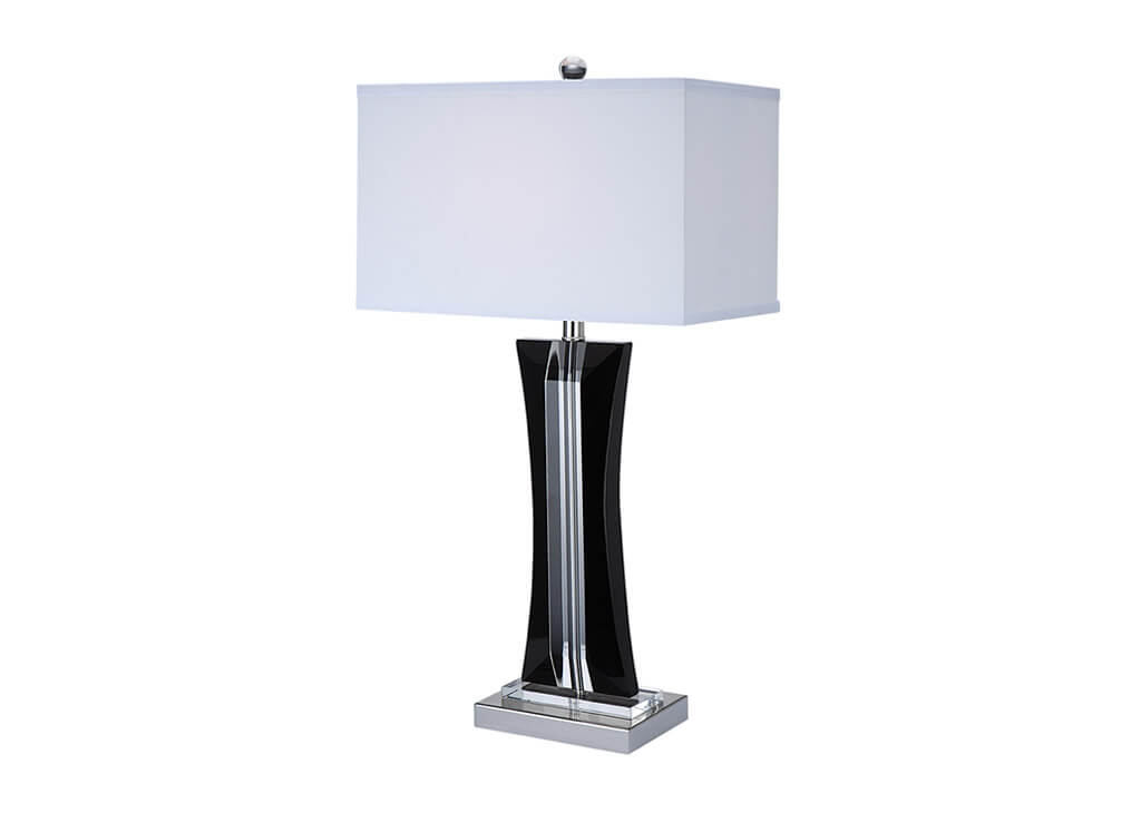 Contemporary Elongated Crystal Table Lamp in Black