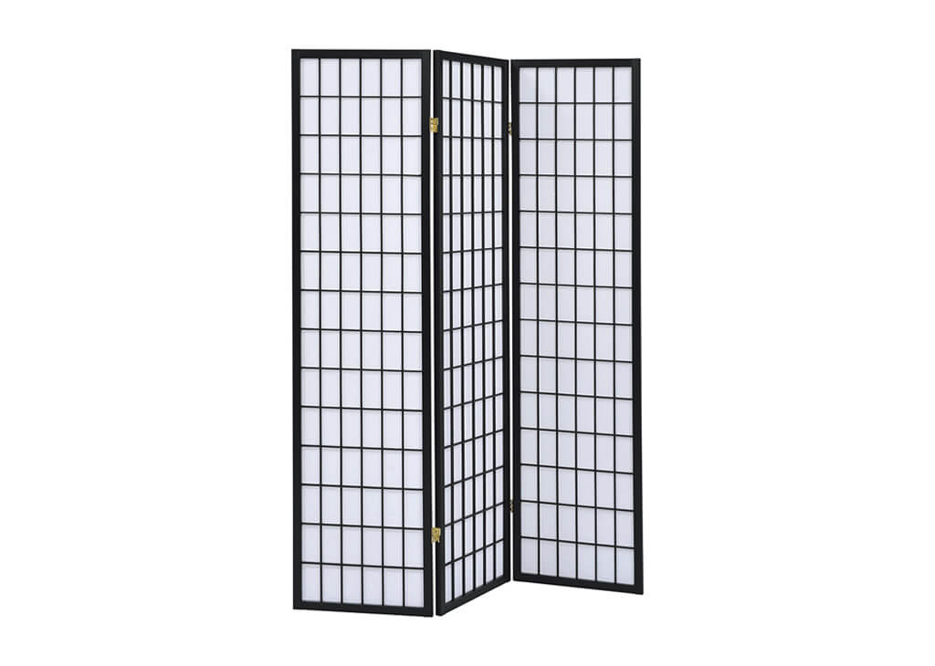 Black Grid 3-Panel Room Divider