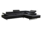 Contemporary Black Leather Gel Sectional with Right-hand Facing Chaise