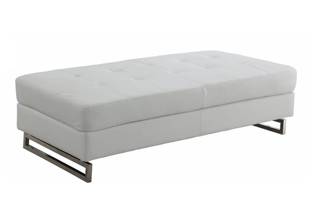 Contemporary Leather Gel Ottoman in White