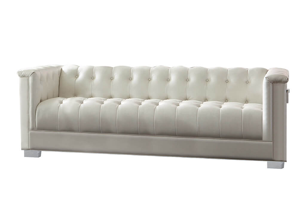Pearl White Leatherette Sofa