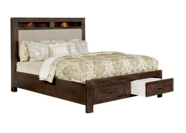 Queen Weathered Upholstered Bed Frame